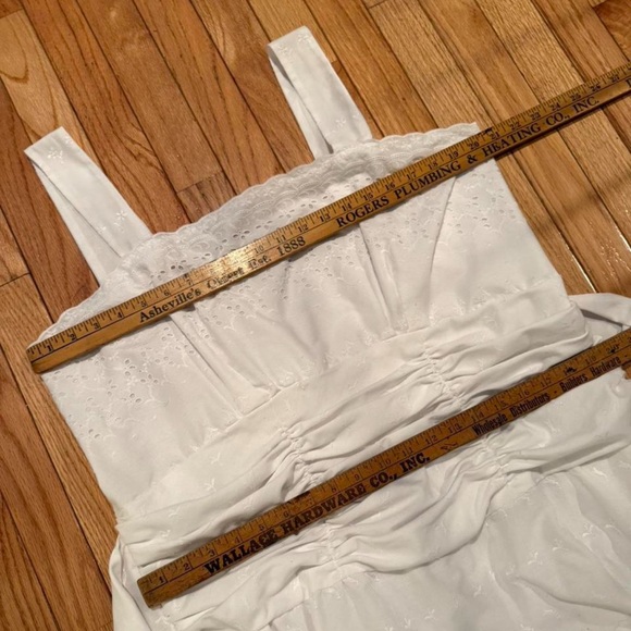 Eyelet White Sleeveless Tie Back Midi Dress Lined skirt SEE NOTE👇🏻 - Picture 5 of 5